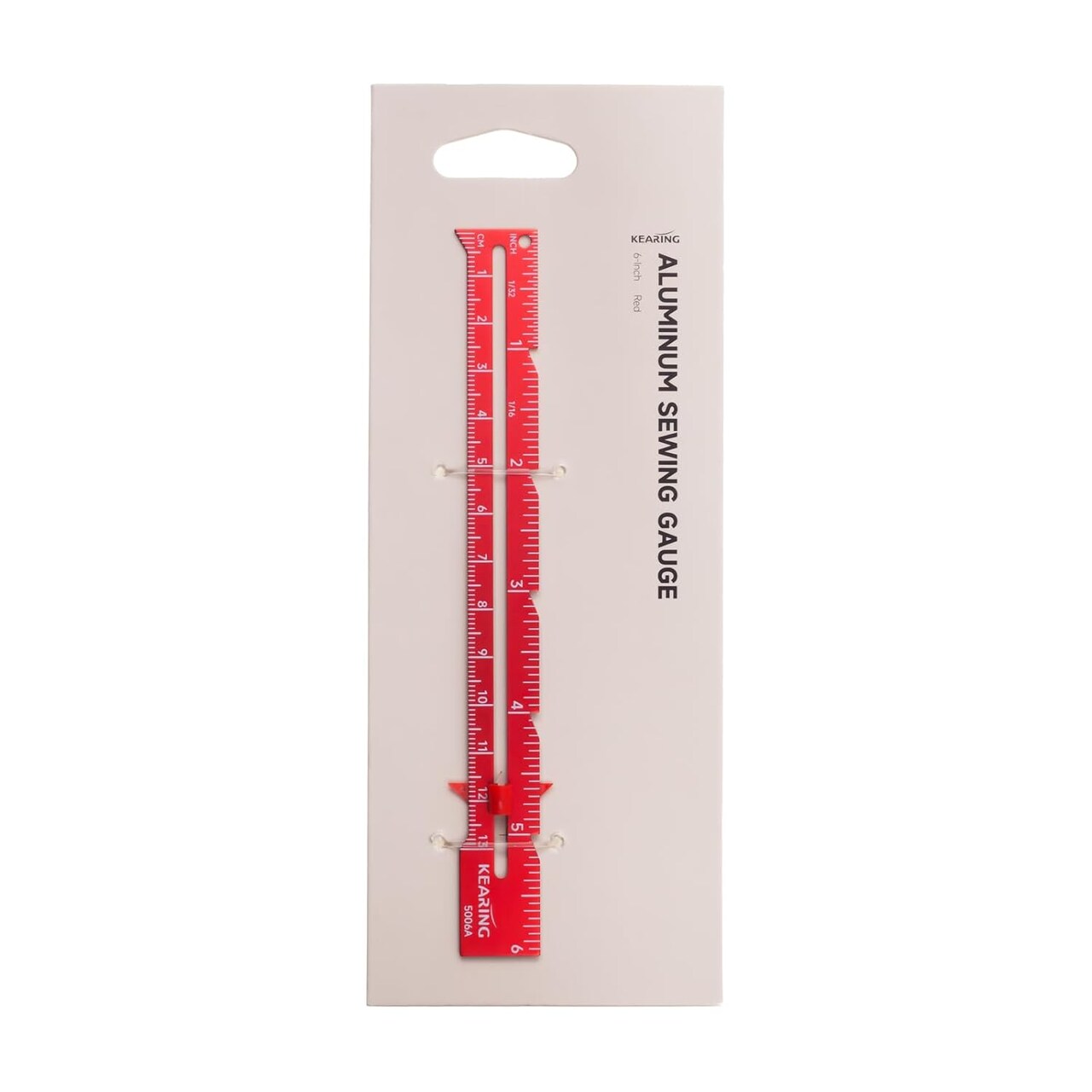 Kearing Sliding Marker Sewing Gauge 6" with Metal Slider for Hems, Tucks, Pleats, Buttonholes